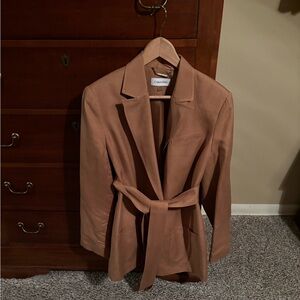 Calvin Klein double breasted, belted blazer